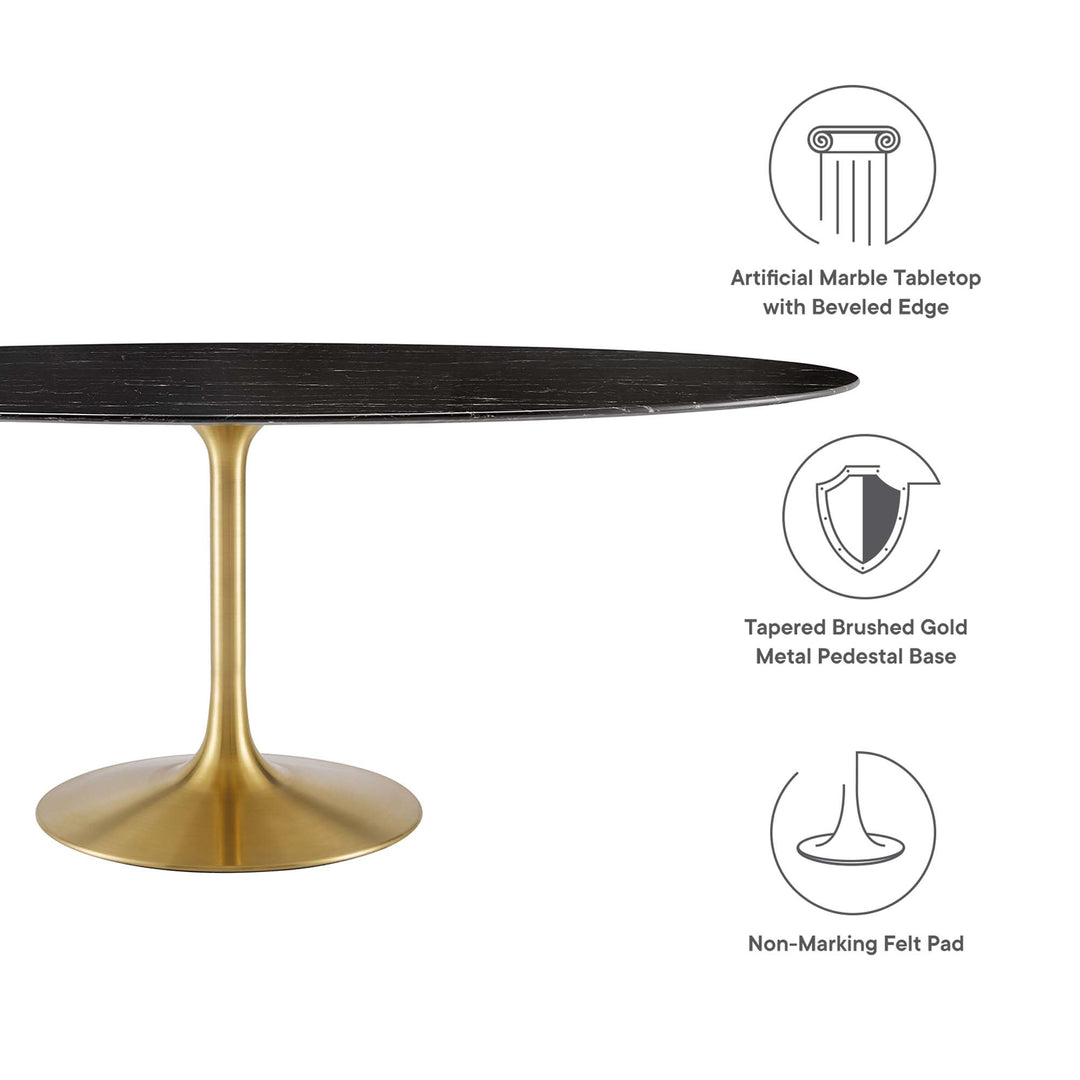 Luca 78" Oval Onyx Marble Dining Table