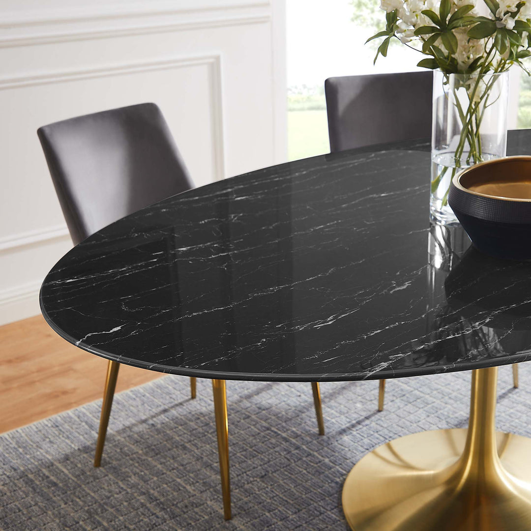 Luca 78" Oval Onyx Marble Dining Table