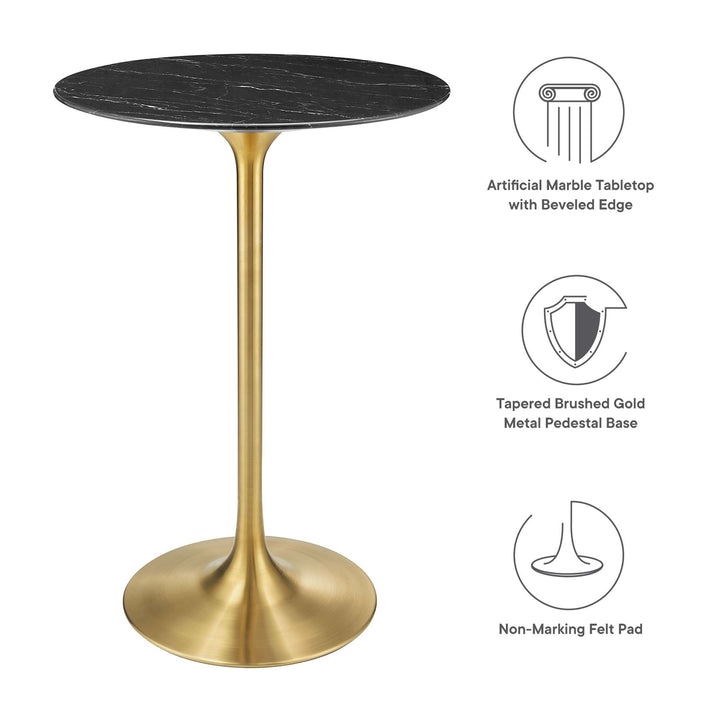 Luna 28" Round Resin Marble Bar Table