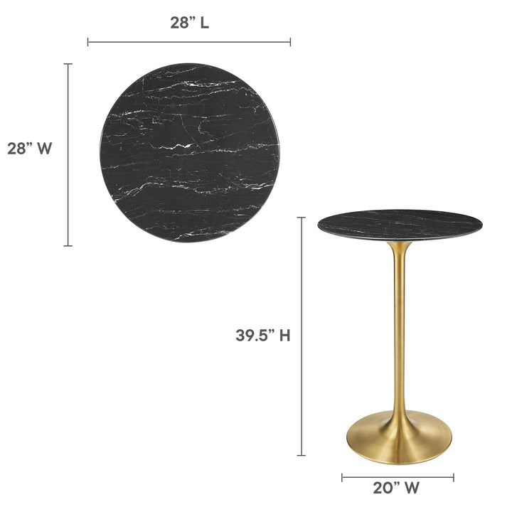 Luna 28" Round Resin Marble Bar Table