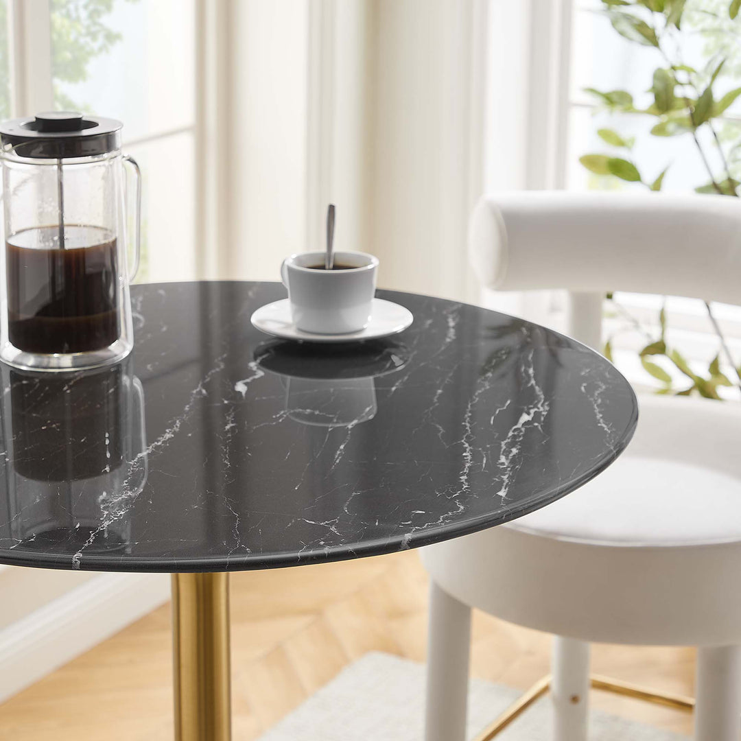 Luna 28" Round Resin Marble Bar Table