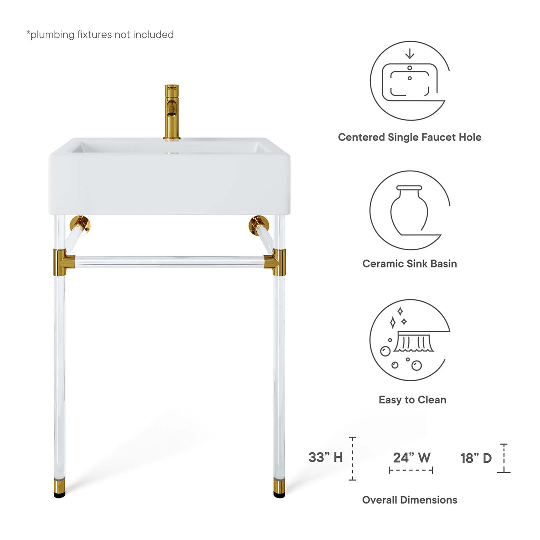 Refine 24" Acrylic Wall-Mount Bathroom Vanity