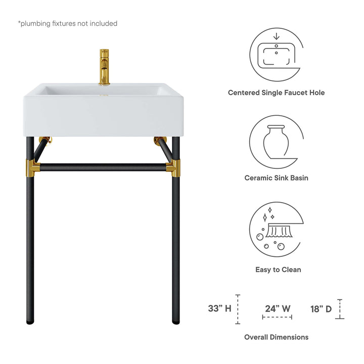 Regal 24" Wall-Mount Black Stainless Steel Bathroom Vanity