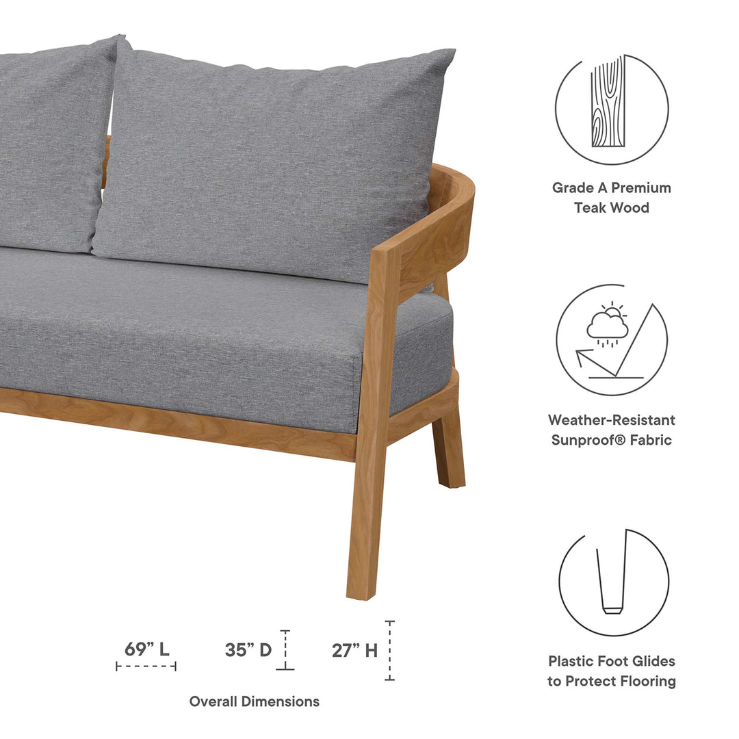 Brimwell Teak Wood Outdoor Patio Loveseat