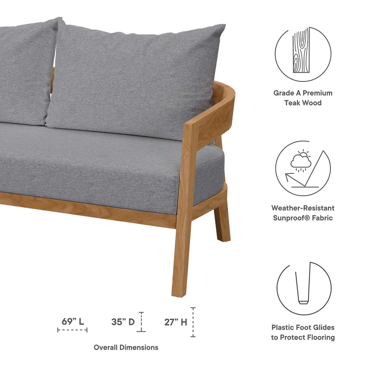 Brimwell Teak Wood Outdoor Patio Loveseat