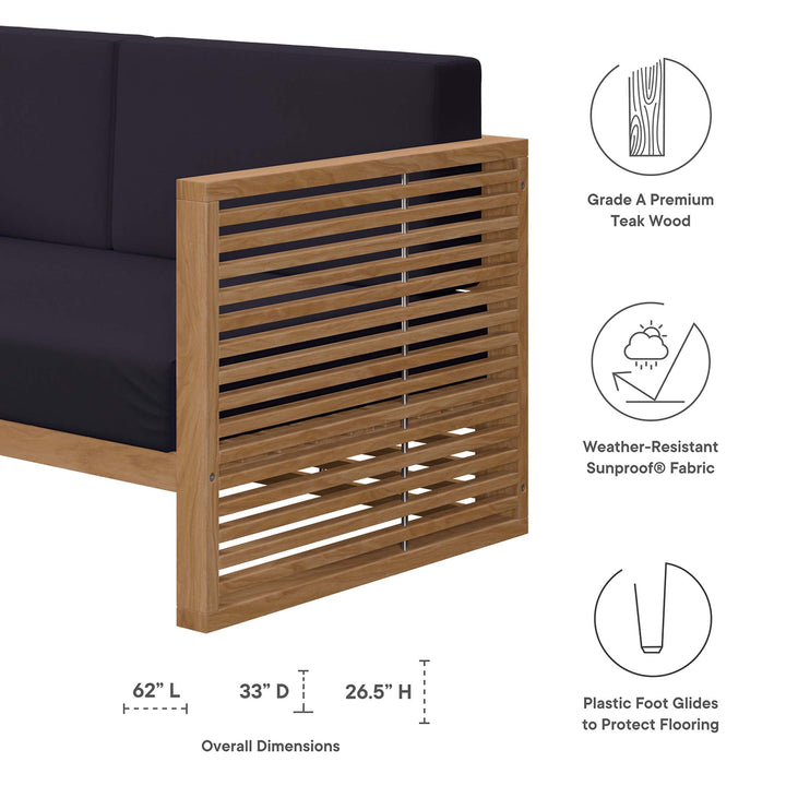 Chesapeake Teak Wood Outdoor Patio Loveseat