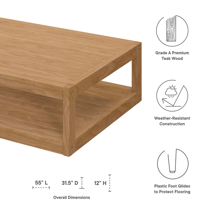 Catalina Teak Wood Outdoor Patio Coffee Table