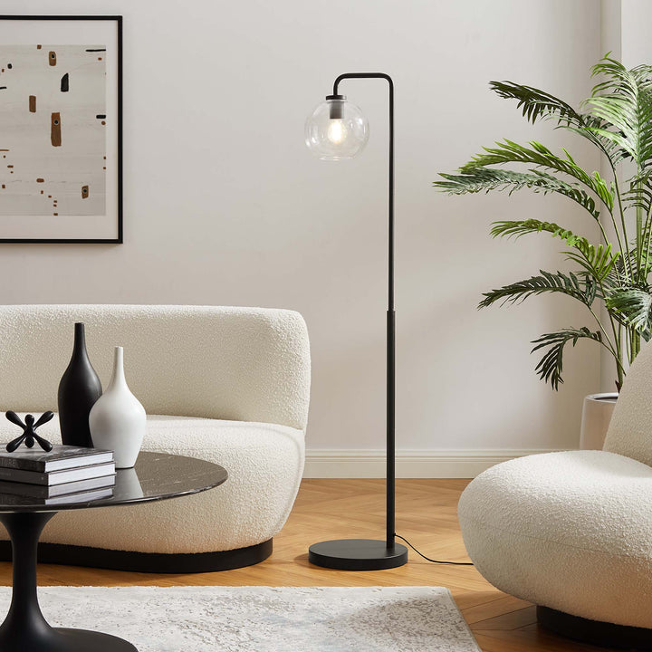 Sphere Shade Steel and Glass Floor Lamp