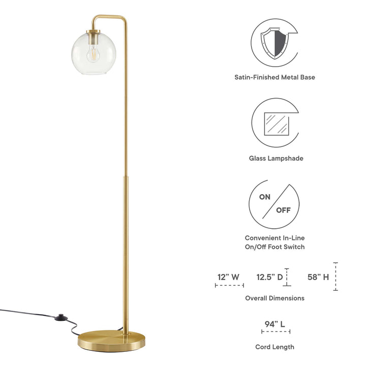 Sphere Shade Steel and Glass Floor Lamp