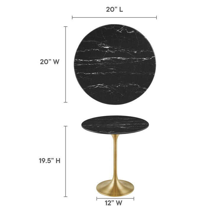 Luna 20" Round Resin Marble Side Table