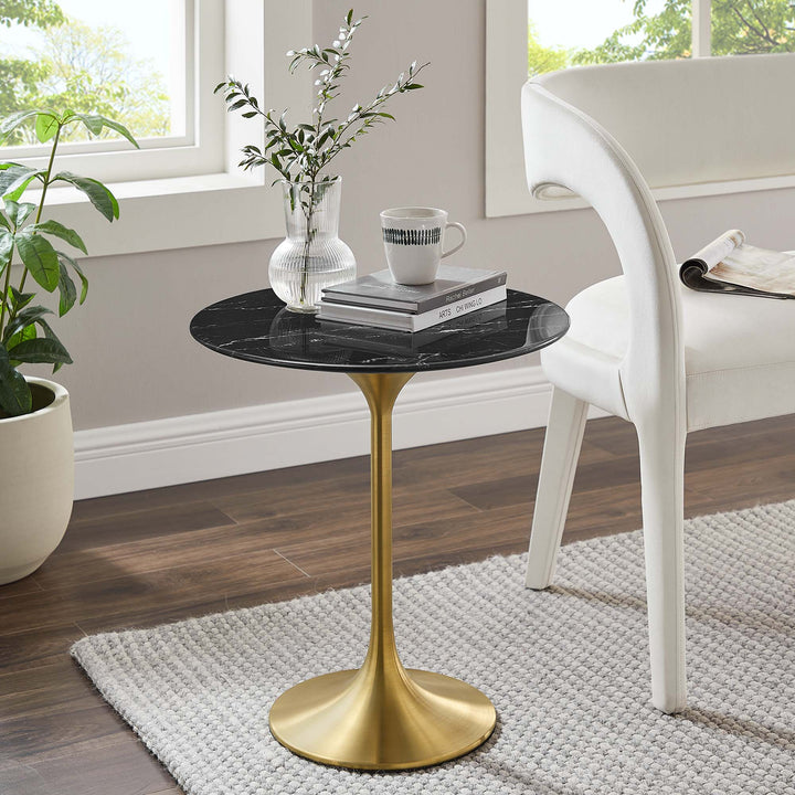 Luna 20" Round Resin Marble Side Table
