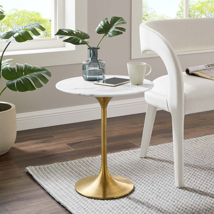 Luna 20" Round Resin Marble Side Table