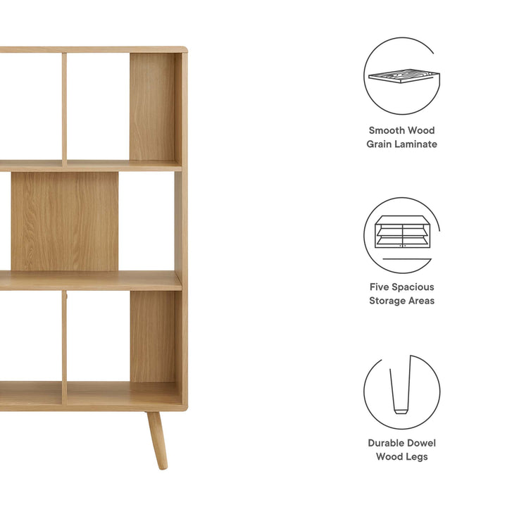 Trove 5 Shelf Walnut Grain Bookcase