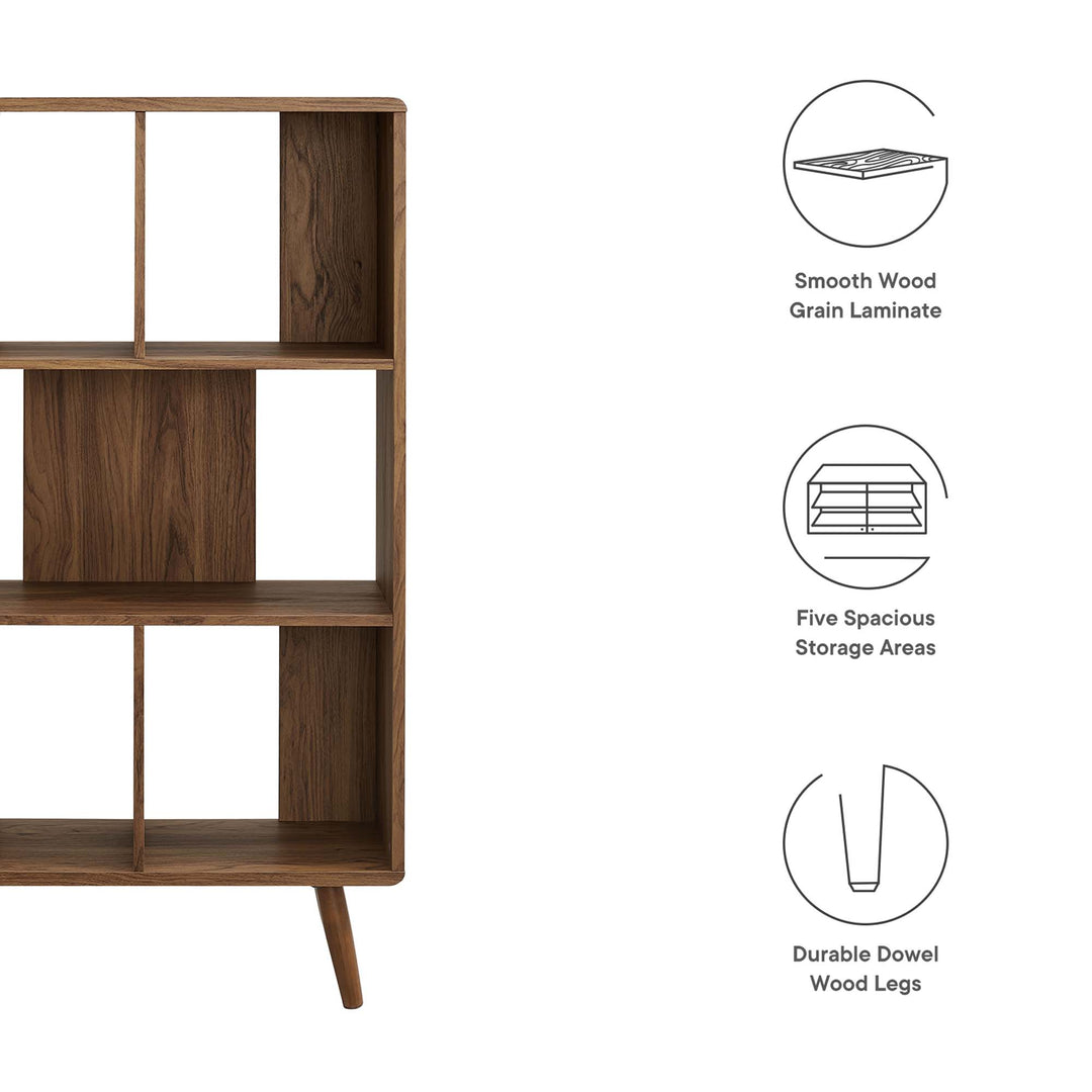 Trove 5 Shelf Walnut Grain Bookcase