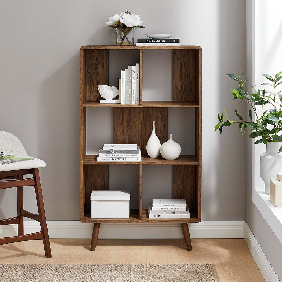 Trove 5 Shelf Walnut Grain Bookcase