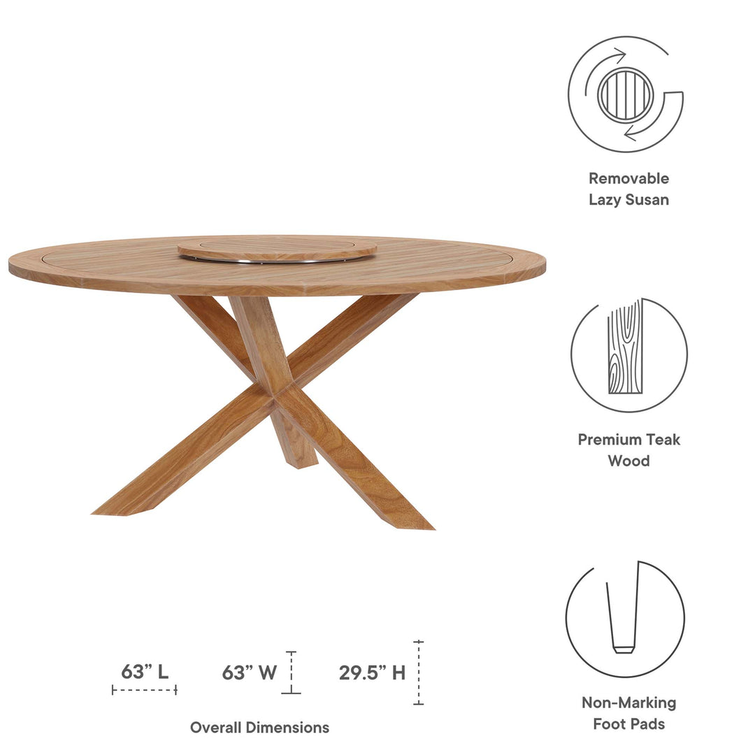 Whispering 63" Outdoor Patio Teak Wood Dining Table