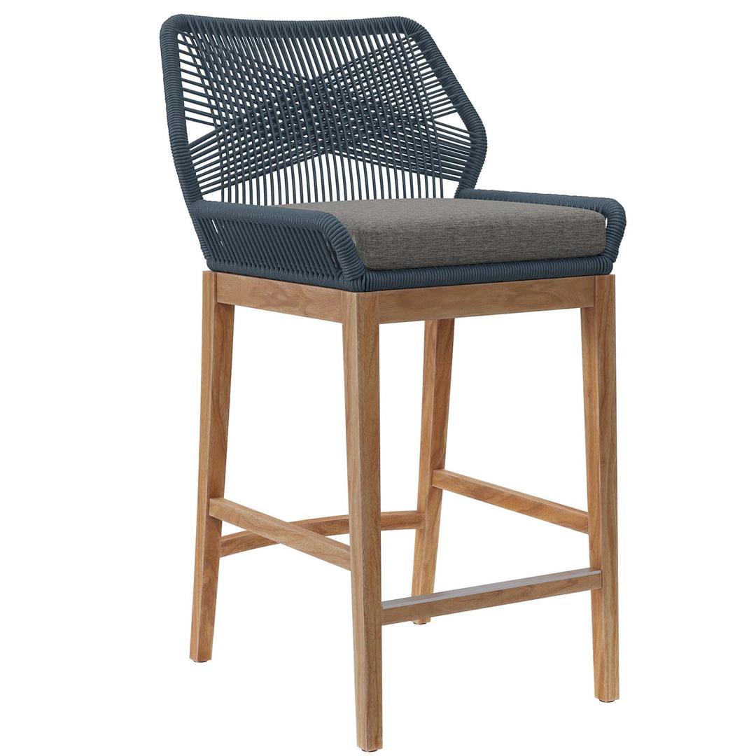 Wavecrest Outdoor Patio Teak Wood Bar Stool