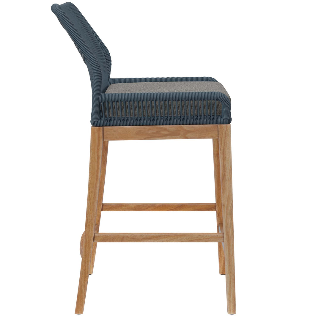 Wavecrest Outdoor Patio Teak Wood Bar Stool