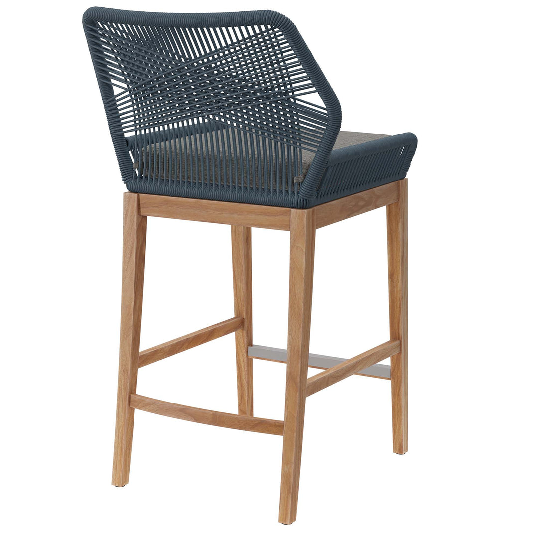 Wavecrest Outdoor Patio Teak Wood Bar Stool