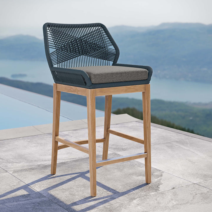 Wavecrest Outdoor Patio Teak Wood Bar Stool