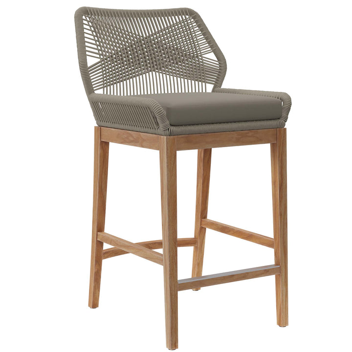 Wavecrest Outdoor Patio Teak Wood Bar Stool