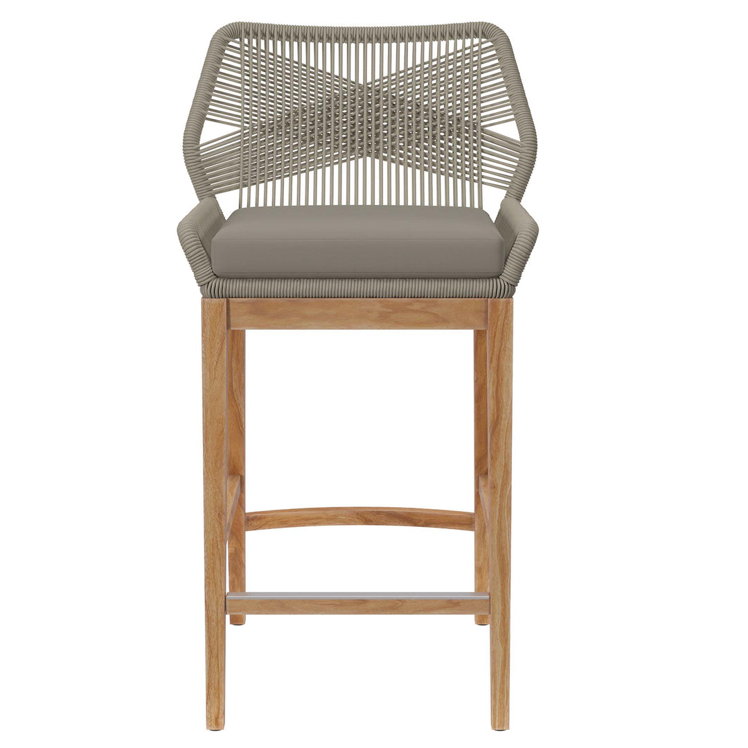 Wavecrest Outdoor Patio Teak Wood Bar Stool