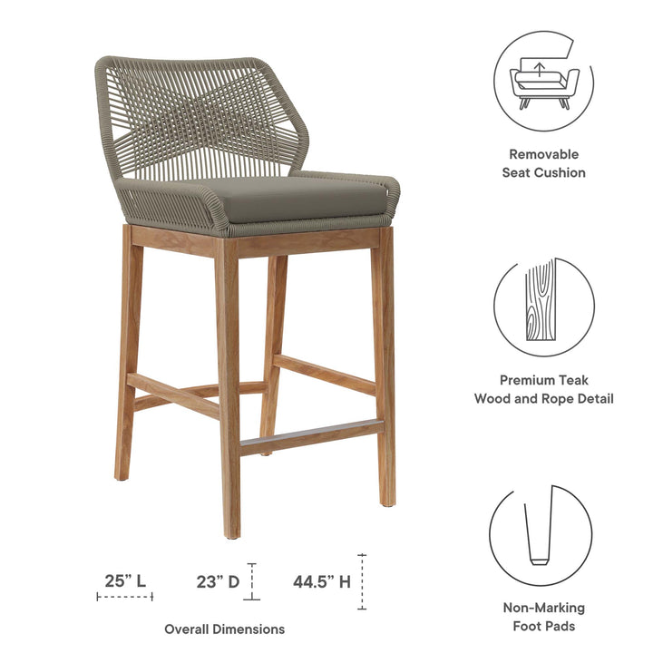 Wavecrest Outdoor Patio Teak Wood Bar Stool