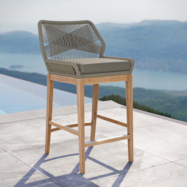 Wavecrest Outdoor Patio Teak Wood Bar Stool