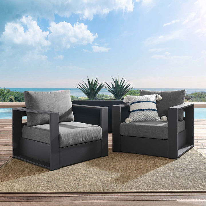 Terrace 2-Piece Outdoor Patio Powder-Coated Aluminum Armchair Set