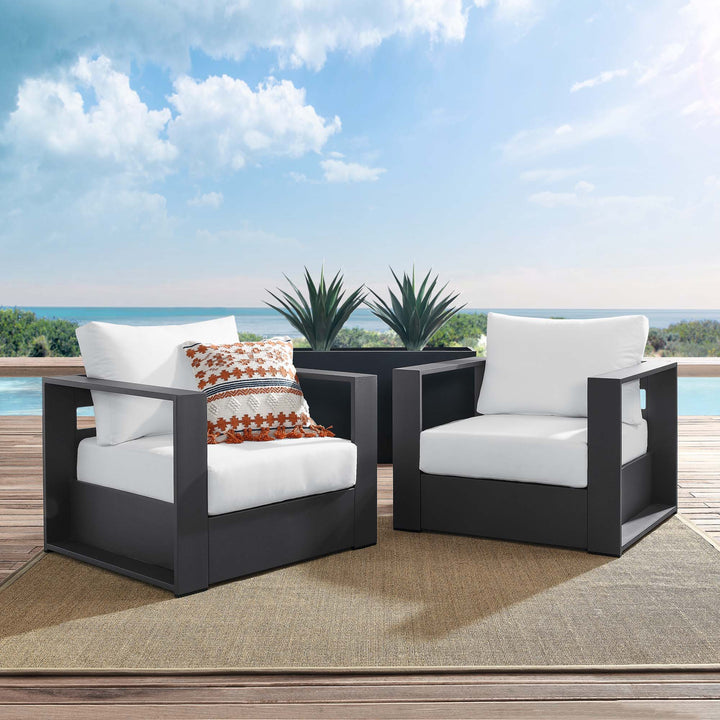 Terrace 2-Piece Outdoor Patio Powder-Coated Aluminum Armchair Set