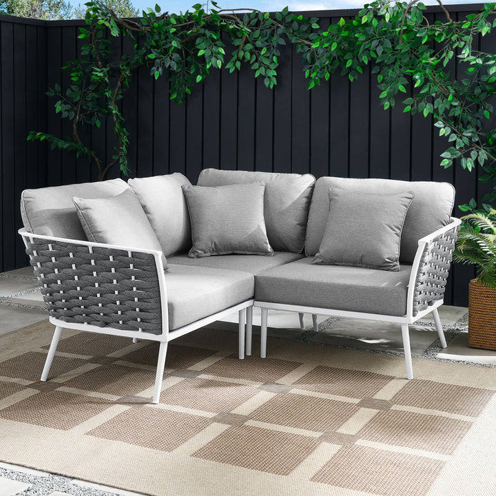 Summit Outdoor Patio Aluminum Small Sectional Sofa