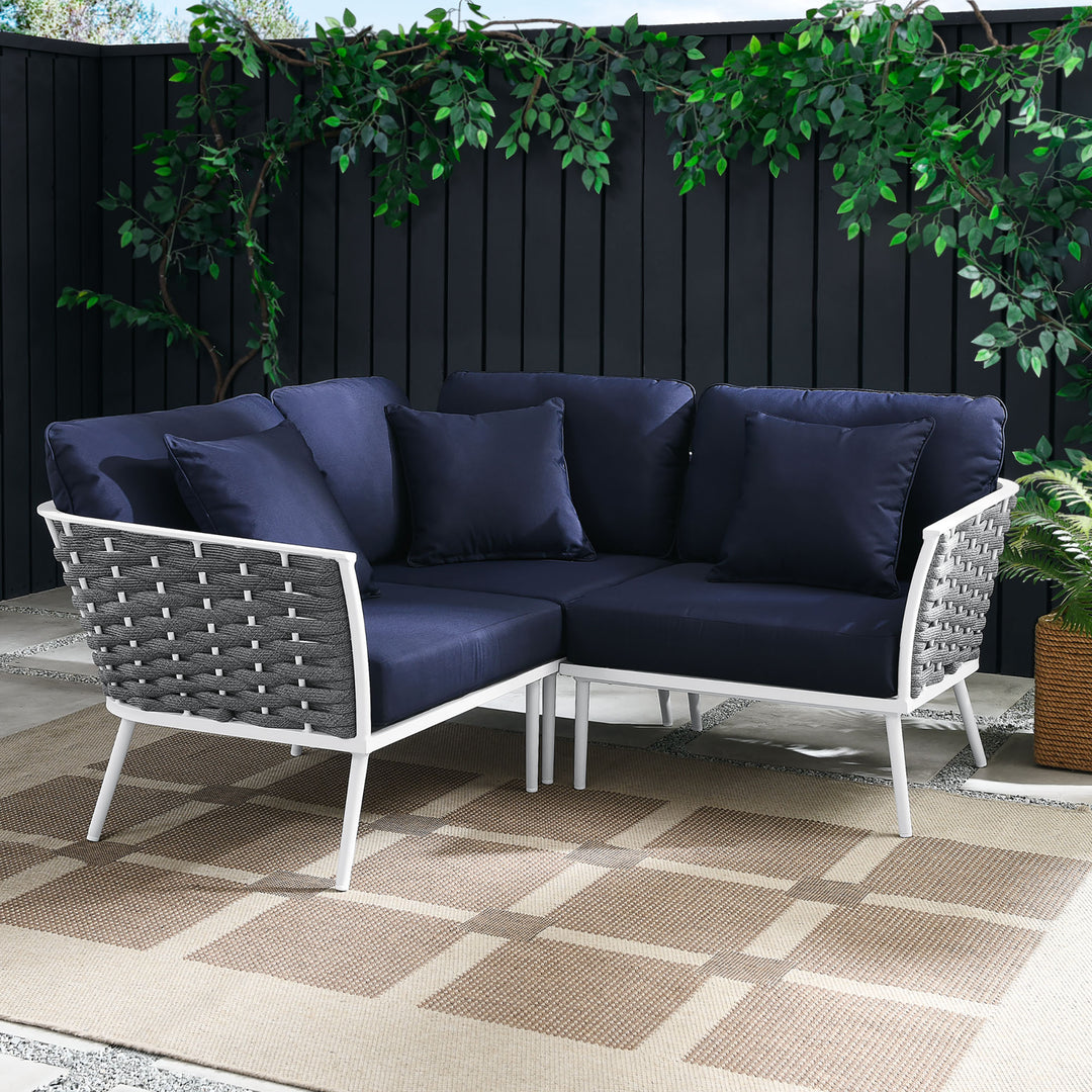 Summit Outdoor Patio Aluminum Small Sectional Sofa