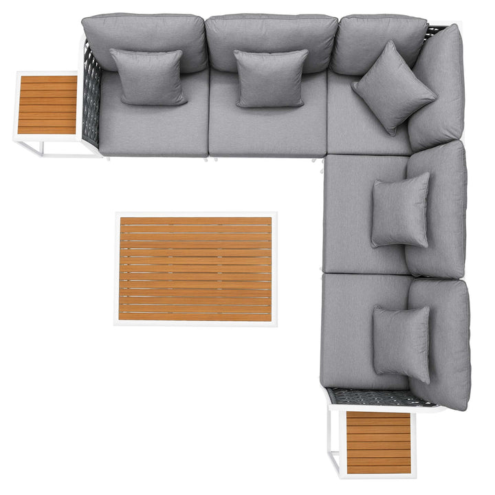 Summit 8 Piece Outdoor Patio Aluminum Sectional Sofa Set