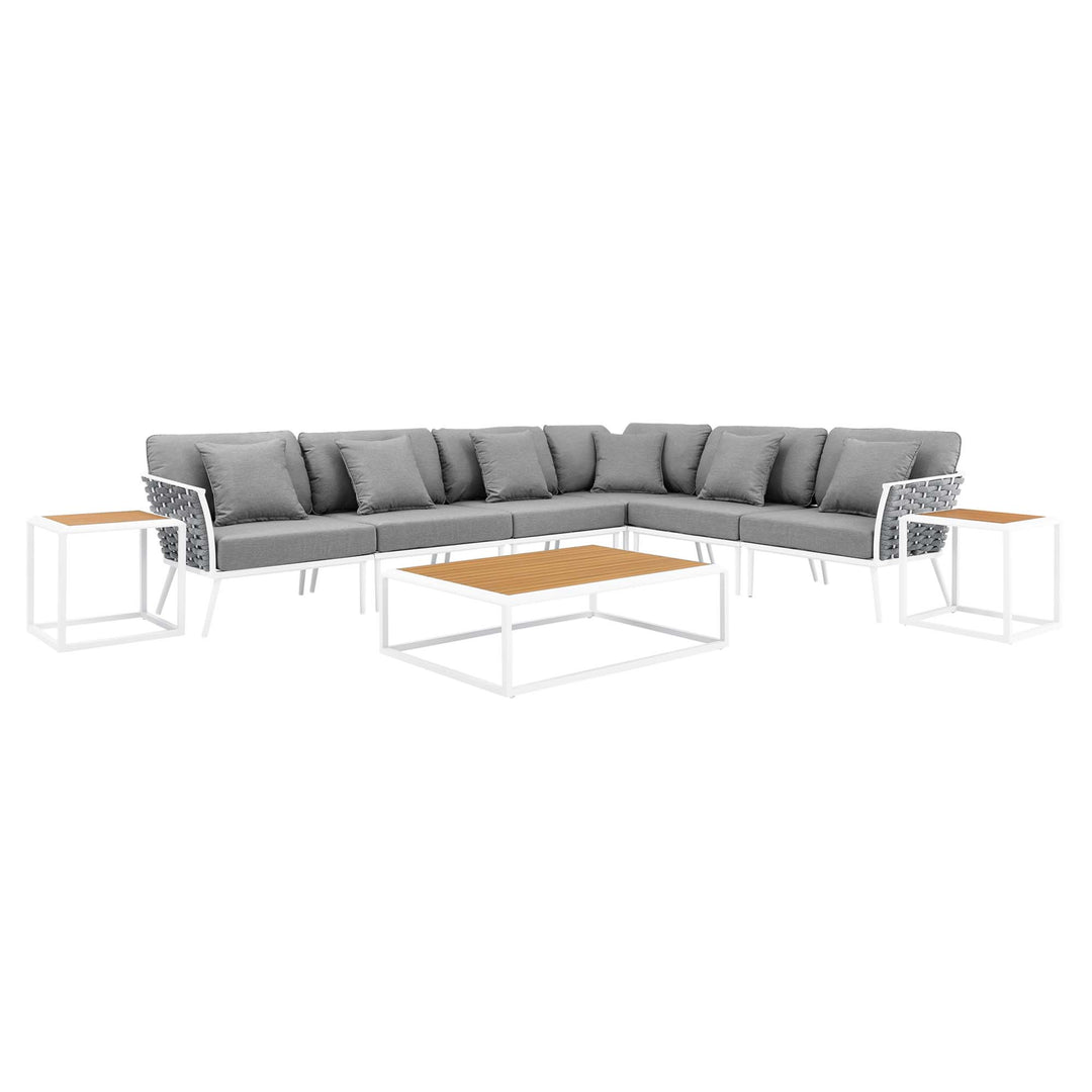 Summit 9 Piece Aluminum Outdoor Patio Sectional Sofa Set