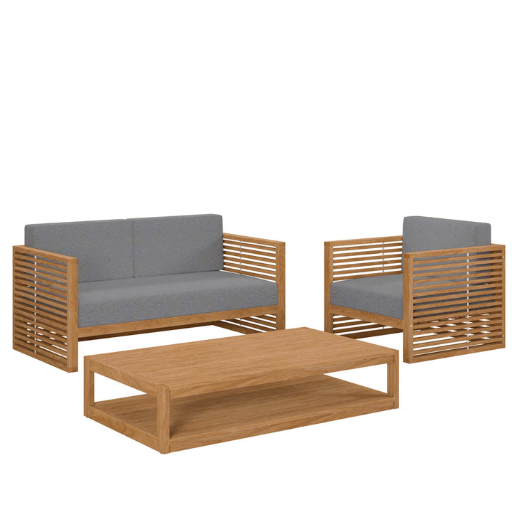 Carmel 3-Piece Teak Wood Outdoor Patio Set