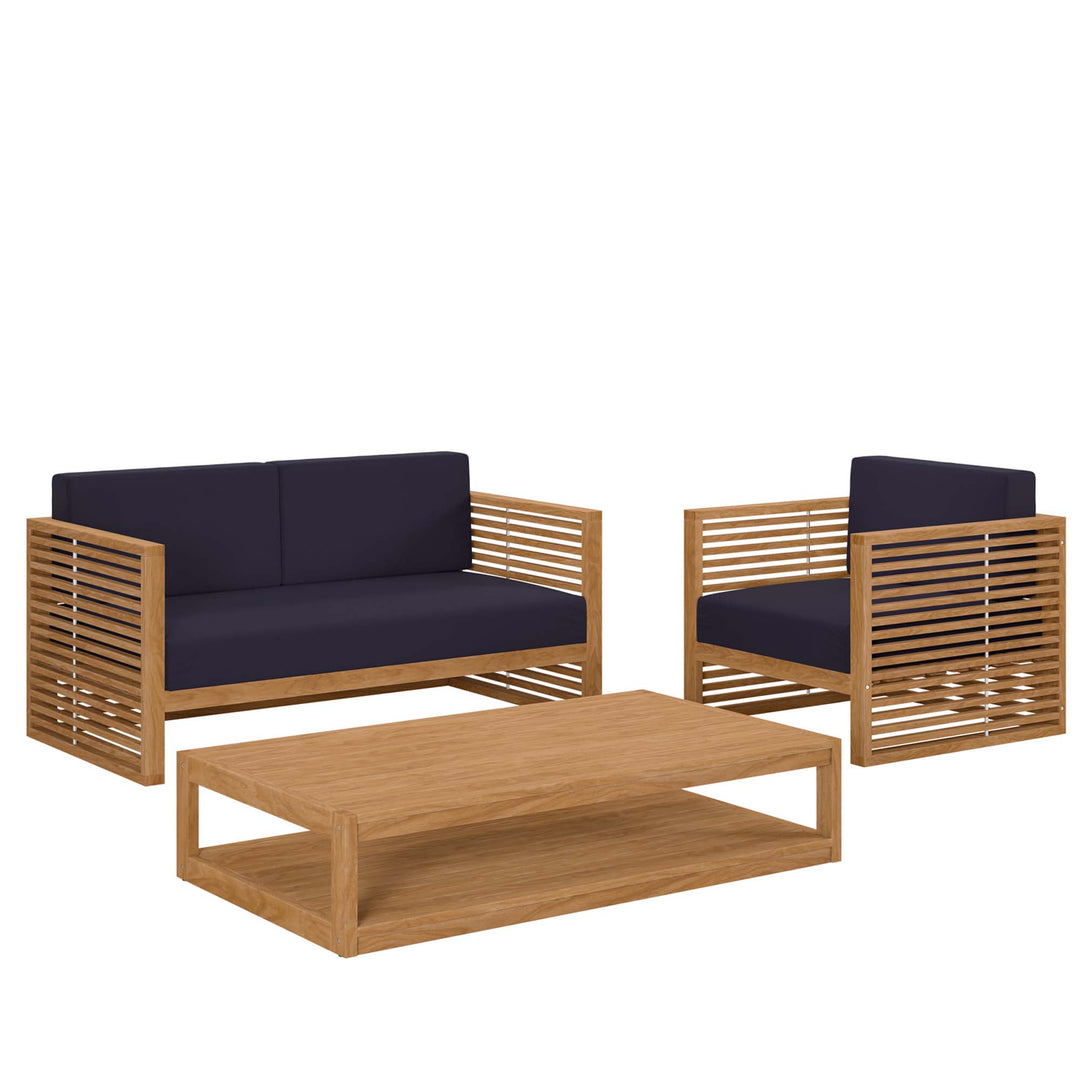 Carmel 3-Piece Teak Wood Outdoor Patio Set