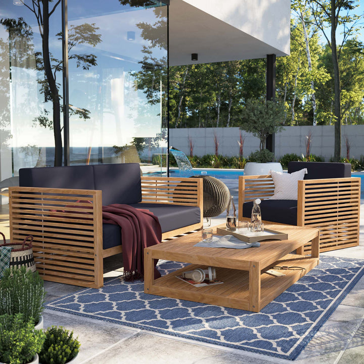 Carmel 3-Piece Teak Wood Outdoor Patio Set