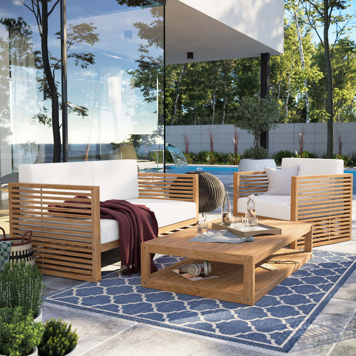 Carmel 3-Piece Teak Wood Outdoor Patio Set