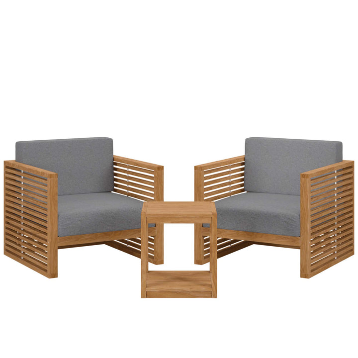 Carmel 3-Piece Teak Wood Outdoor Patio Set