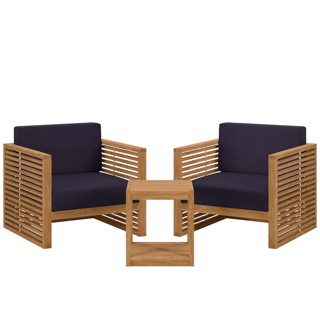 Carmel 3-Piece Teak Wood Outdoor Patio Set