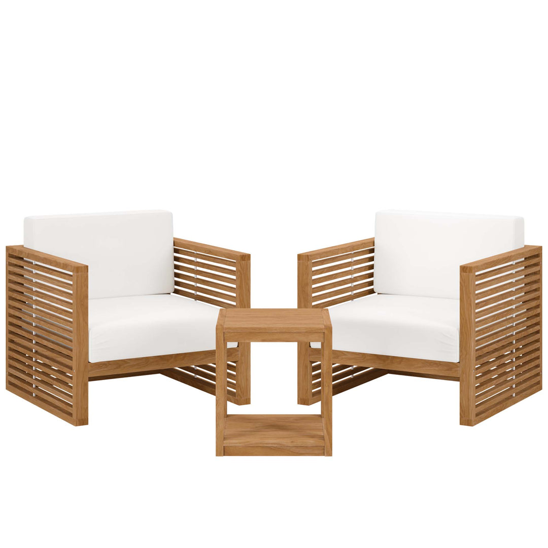 Carmel 3-Piece Teak Wood Outdoor Patio Set