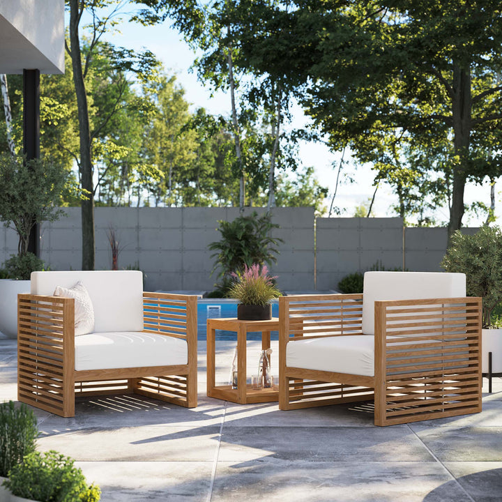 Carmel 3-Piece Teak Wood Outdoor Patio Set