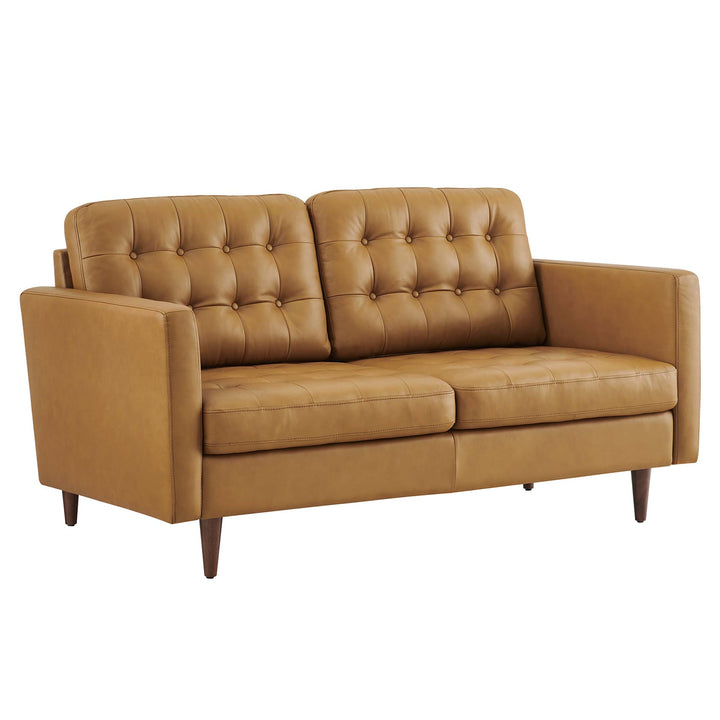 Elegant Tufted Leather Loveseat