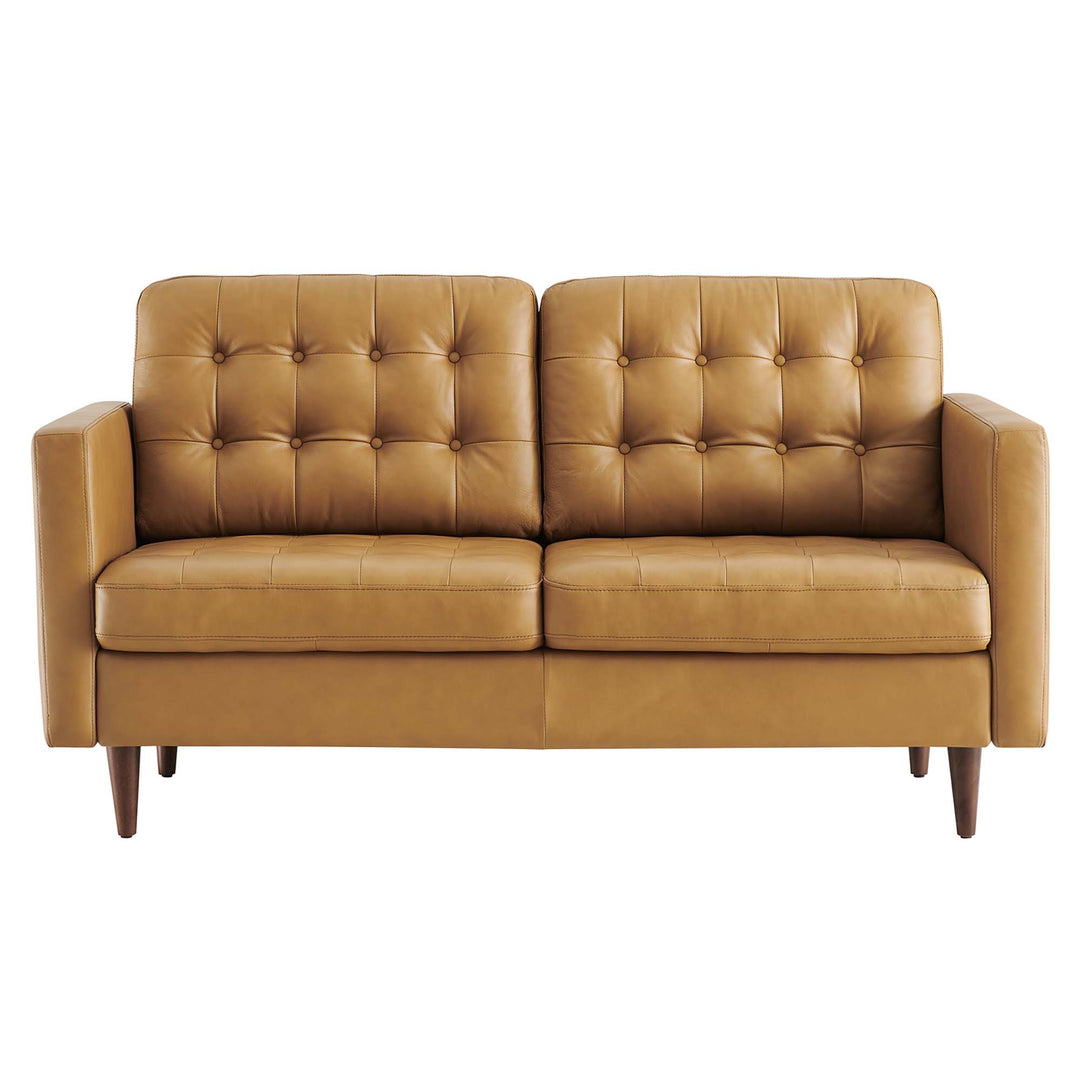 Elegant Tufted Leather Loveseat