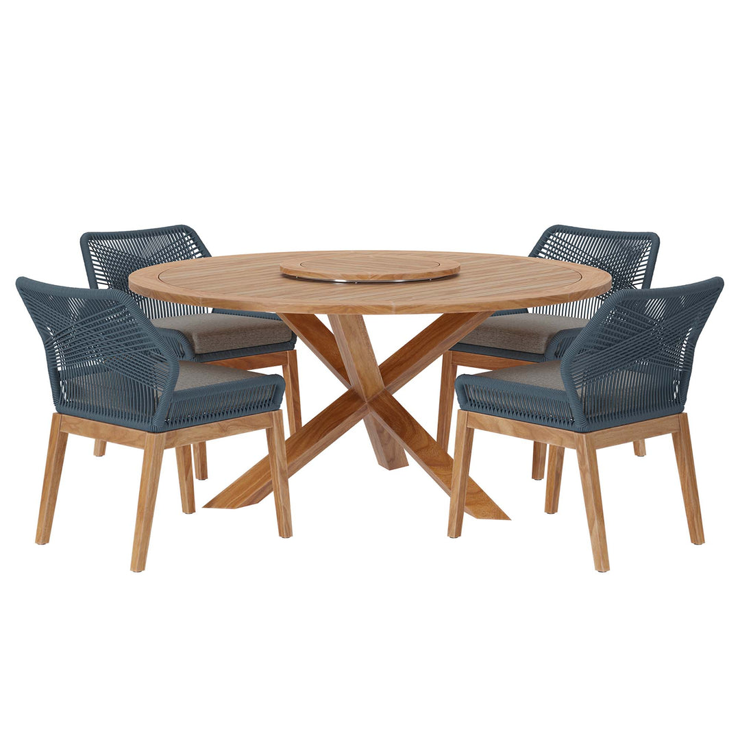 Wharfside 5-Piece Outdoor Patio Teak Wood Dining Set