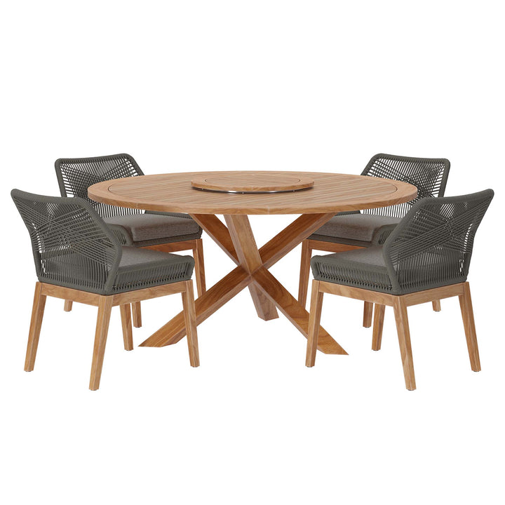 Wharfside 5-Piece Outdoor Patio Teak Wood Dining Set