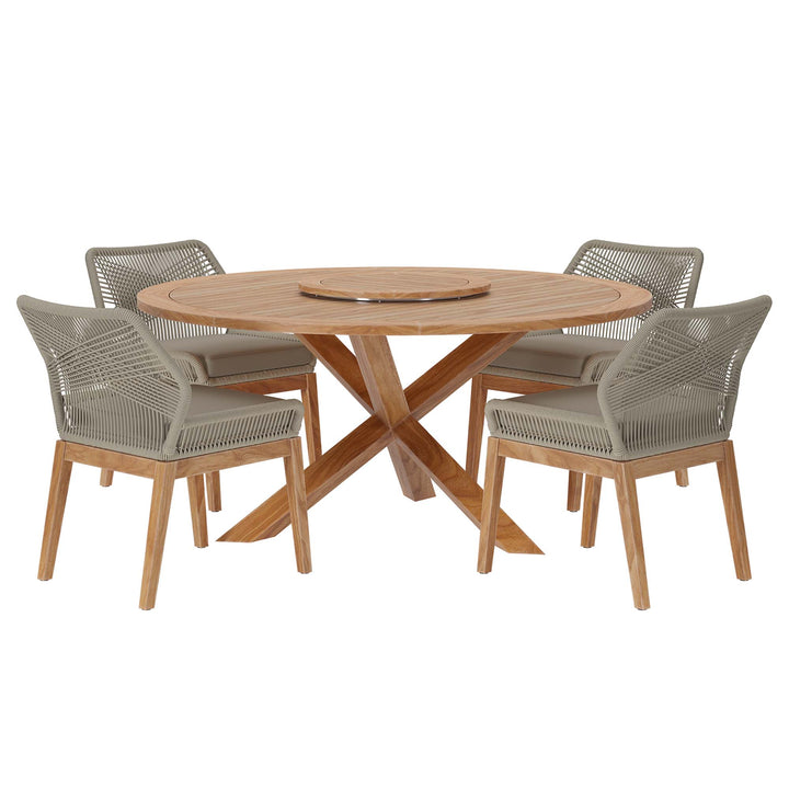 Wharfside 5-Piece Outdoor Patio Teak Wood Dining Set