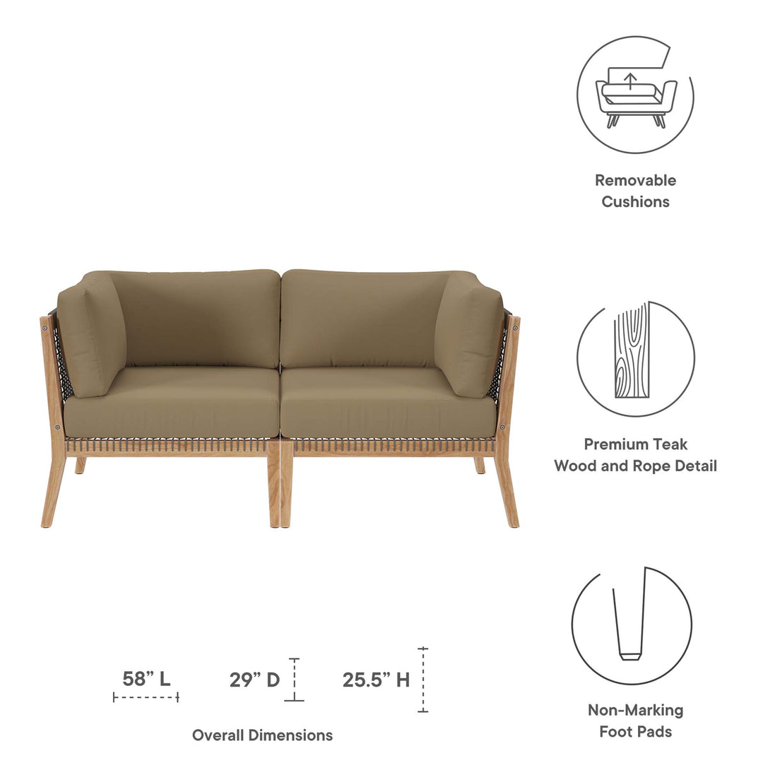 Calmwater Outdoor Patio Teak Wood Loveseat