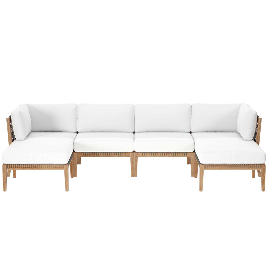 Cedar 6-Piece Outdoor Patio Teak Wood Sectional Sofa