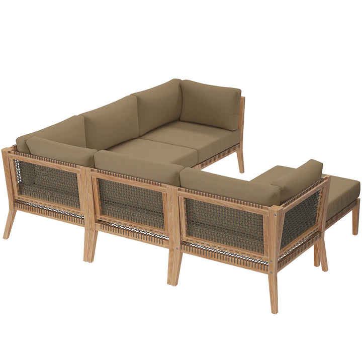 Clearwater 6-Piece Open-air Patio Teak Wood Seating Sofa